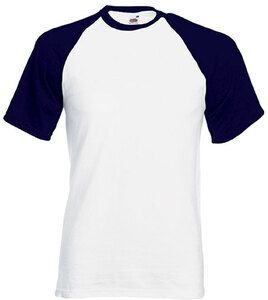 Fruit of the Loom SC61026 - Camiseta Baseball En Manga Corta (61-026-0) White/Deep navy