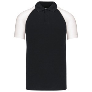 Kariban K226 - POLO BASE BALL BICOLOR PARA HOMBRE Negro / Blanco