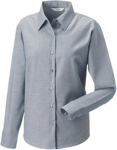 Russell Collection RU932F - Camisa Oxford En Manga Larga Y De Fácil Cuidado Plata