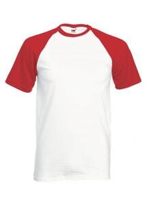 Fruit of the Loom 61-026-0 - Camiseta Baseball Blanco / Rojo