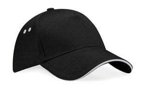 Beechfield B15C - Gorra Ultimate de 5 paneles - Pico Sandwich Black/Light Grey