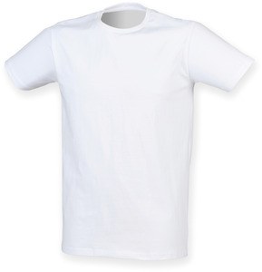 Skinnifit SFM121 - Camiseta de cuello de la tripulación el estiramiento de los hombres Blanco