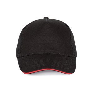 K-up KP124 - GORRA CON SANDWICH CONTRASTADO 5 PANELES Negro / Rojo