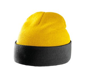 K-up KP514 - GORRO BICOLOR CON DOBLADILLO Yellow / Black