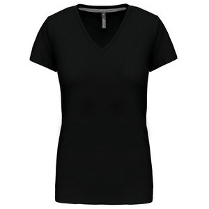 Kariban K381 - CAMISETA DE MANGA CORTA Y CUELLO DE PICO PARA MUJER Black/Black