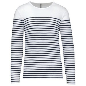 Kariban K366 - Blusa marinera de mangas largas para hombre Striped White / Navy