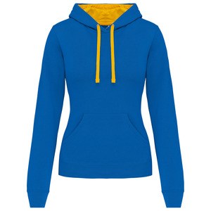 Kariban K465 - Sudadera con capucha contrastada para mujer Light Royal Blue / Yellow