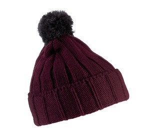 K-up KP519 - GORRO CON POMPÓN Burgundy / Dark Grey