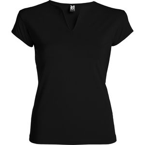 Roly CA6532 - BELICE Camiseta entallada de cuello redondo con abertura en V Negro