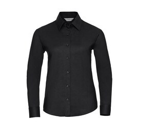 Russell Collection JZ32F - Camisa Oxford para mujer Negro