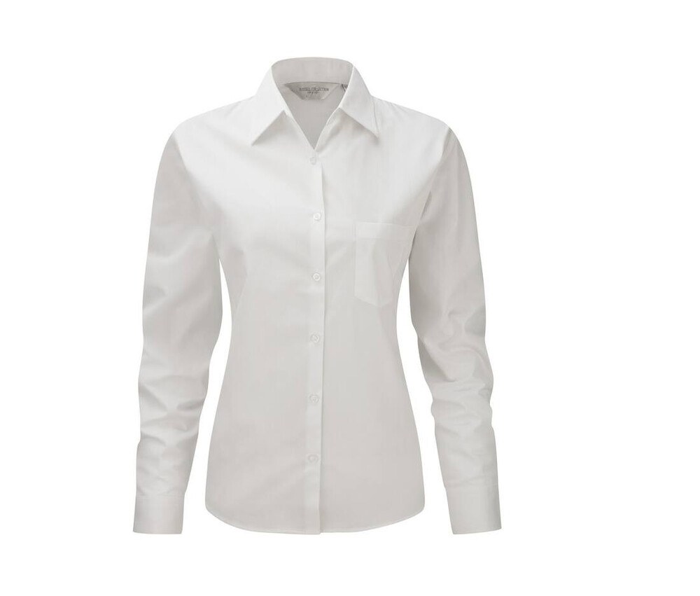 Russell Collection JZ36F - Camisa De Mujer De Popelín 100% Algodón