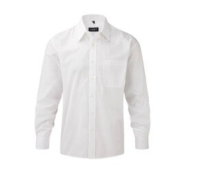 Russell Collection JZ934 - Camisa de popelina para hombre Blanco