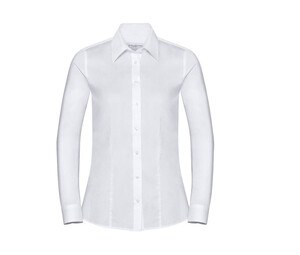 Russell Collection JZ62F - Camisa Clásica Manga Larga Easy Care Oxford Blanco