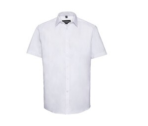 Russell Collection JZ963 - Camisa Manga Corta Herringbone Blanco