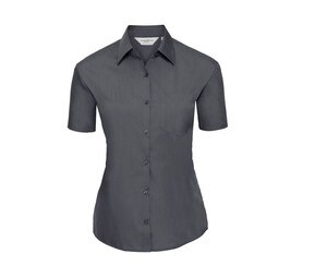 Russell Collection JZ35F - Camisa de popelina para mujer Convoy Grey