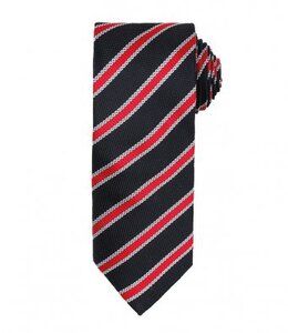 Premier PR783 - Corbata de rayas de gofres Negro / Rojo