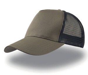 Atlantis AT085 - Gorra de camionero de algodón de 5 paneles Olive/Black