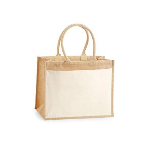 Westford mill WM425 - Bolsa de regalo en yute con bolsillo en algodón. Naturales