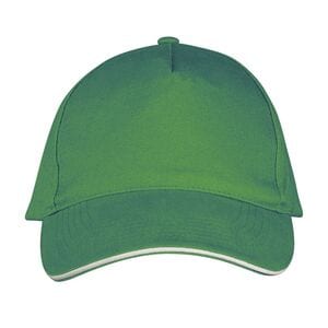 SOL'S 00594 - LONG BEACH Gorra 5 Paneles Verde pradera / Blanco