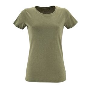 SOL'S 02758 - Regent Fit Women Camiseta Ajustada De Mujer Con Cuello Redondo Caqui jaspeado