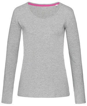 Stedman STE9720 - Camiseta Cuello Pico Manga Larga Mujer Claire LS