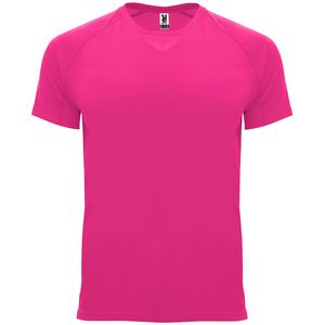 Roly CA0407 - BAHRAIN Camiseta técnica de manga corta ranglán ROSA FLUOR