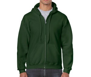 Gildan GN960 - Sudadera con capucha y cremallera grande para hombre Verde bosque