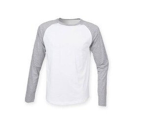 SF Men SF271 - Camiseta de béisbol de manga larga White / Heather Grey