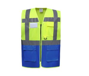 Yoko YK801 - Chaleco multifunción de alta seguridad Hi Vis Yellow / Royal Blue