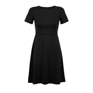 NEOBLU 03171 - Camille Vestido Midi Manga Corta Negro profundo