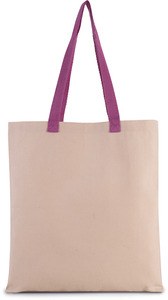 Kimood KI0277 - Bolso shopper plano de lona con asas a contraste Natural / Radiant Orchid