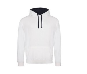 AWDIS JH003 - Sudadera con capucha en contraste Arctic White/ French Navy