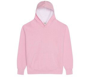 AWDIS JH03J - Sudadera infantil con capucha a contraste Baby Pink / Arctic White