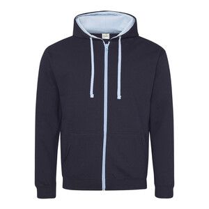 AWDIS JH053 - Sudadera con cremallera en contraste New French Navy / Sky Blue