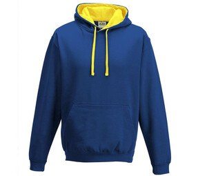 AWDIS JH003 - Sudadera con capucha en contraste Royal Blue/Sun Yellow