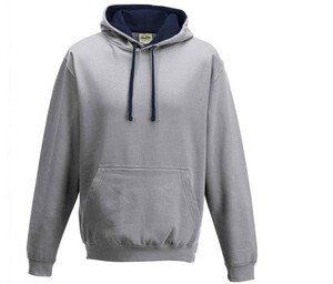 AWDIS JH003 - Sudadera con capucha en contraste Heather Grey/French Navy