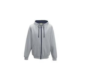 AWDIS JH053 - Sudadera con cremallera en contraste Heather Grey/French Navy