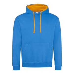 AWDIS JH003 - Sudadera con capucha en contraste Sapphire Blue/ Orange Crush