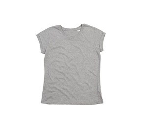 Mantis MT081 - Camiseta mujer manga enrollada Heather Grey Melange