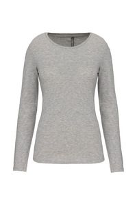 Kariban K3017 - Camiseta con elastán manga larga mujer Light Grey Heather