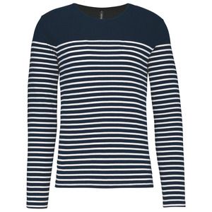 Kariban K366 - Blusa marinera de mangas largas para hombre Navy / White Stripes