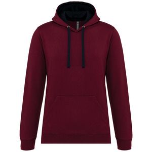 Kariban K446 - SUDADERA CON CAPUCHA CONTRASTADA Wine / Navy