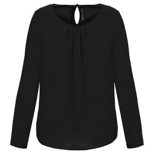 Kariban K5003 - Blusa crepe manga larga mujer Black