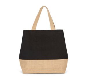 Kimood KI0235 - Bolso shopper de lona de algodón y yute Black/ Natural