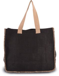 Kimood KI0248 - Bolsa de yute con costuras contrastadas Black/ Natural