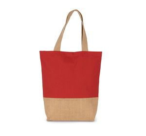 Kimood KI0298 - Bolsa de compras de algodón e hilos de yute laminados Arandano Red / Natural