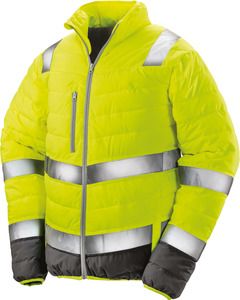 Result R325M - Chaqueta de Seguridad de tacto suave Fluorescent Yellow / Grey