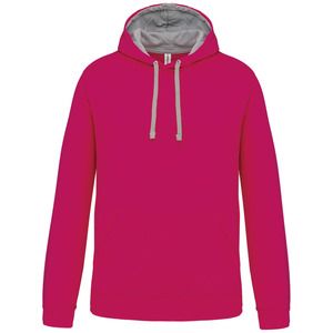 Kariban K446 - SUDADERA CON CAPUCHA CONTRASTADA Fuchsia / Fine Grey