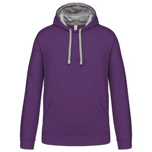 Kariban K446 - SUDADERA CON CAPUCHA CONTRASTADA Purple / Oxford Grey