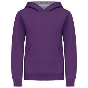 Kariban K453 - SUDADERA CON CAPUCHA CONTRASTADA PARA NIÑO Purple / Oxford Grey